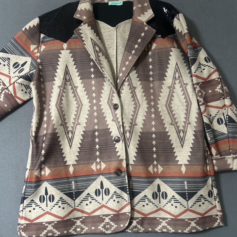 Sunshine & Rodeo Women’s Western Blazer W Black Sequence On Shoulders Sz 2XL